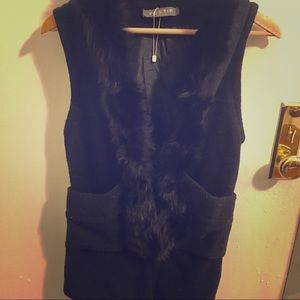 Rabbit fur lined chic vest